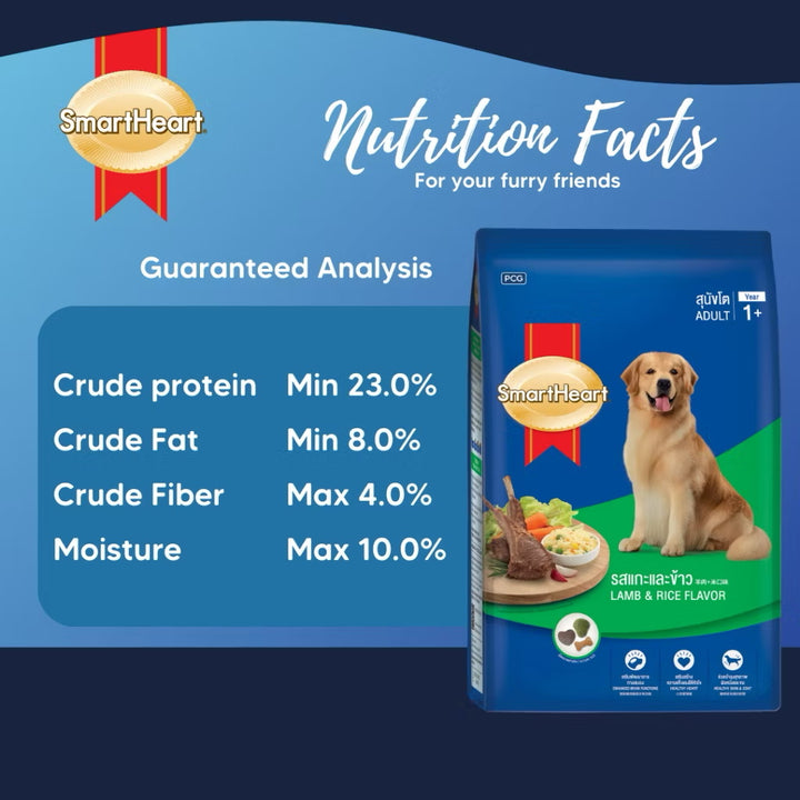 Smart Heart Adult Dog Food Lamb & Rice 7kg