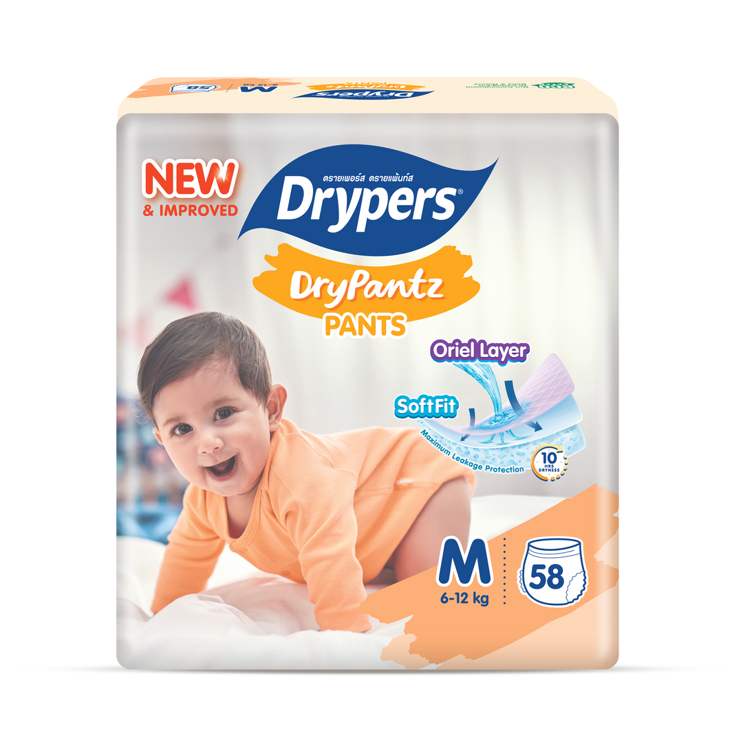 Drypers Drypantz Baby Diapers Mega Pants Comfortable Leak Protection Pack M58/L48/XL42/XXL36/XXXL20/XXXXL18