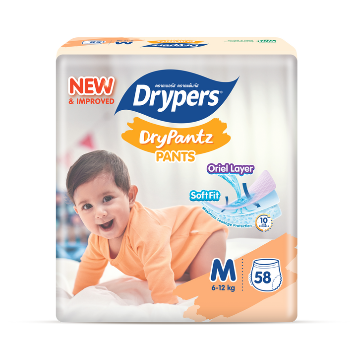 Drypers Drypantz Baby Diapers Mega Pants Comfortable Leak Protection Pack M58/L48/XL42/XXL36/XXXL20/XXXXL18