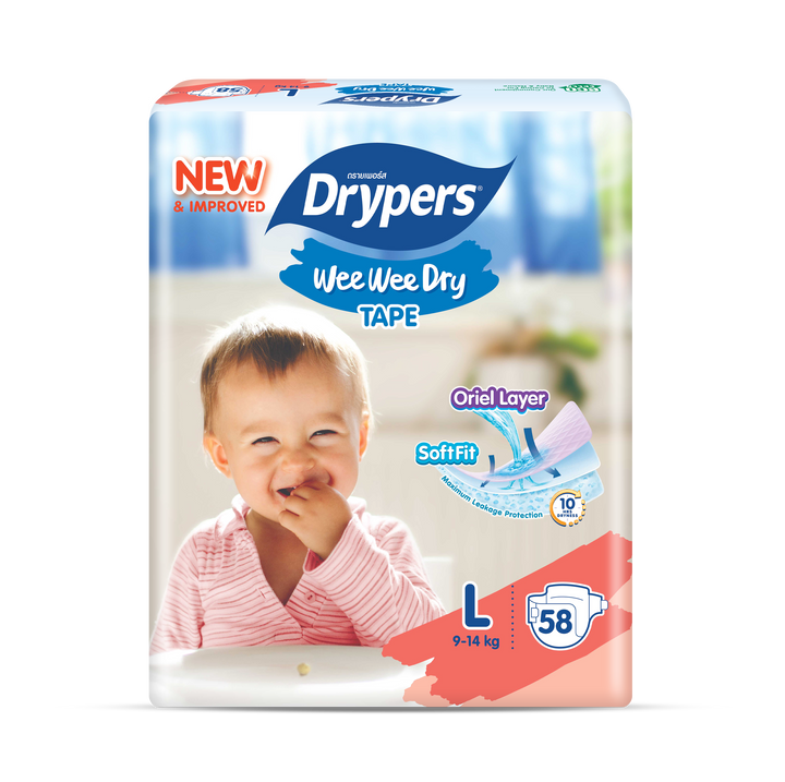 Drypers Wee Wee Dry Baby Diapers Mega Pack (Tape) SoftFit Comfort NB60/NB80/S80/M60/L58/XL50/XXL40