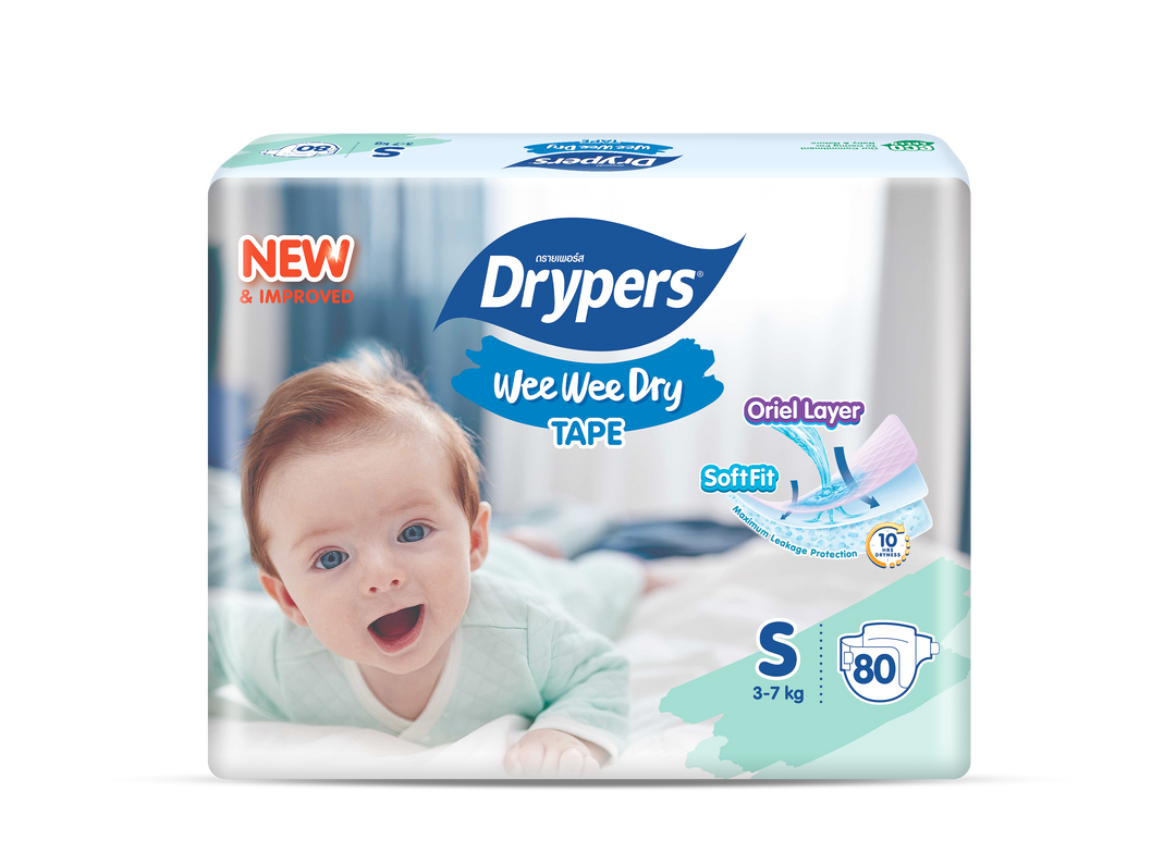 Drypers Wee Wee Dry Baby Diapers Mega Pack (Tape) SoftFit Comfort NB60/NB80/S80/M60/L58/XL50/XXL40