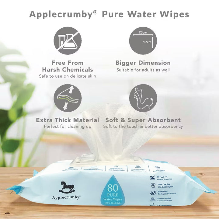 Applecrumby Pure Water Wipes 80Sx2 Twin Pack