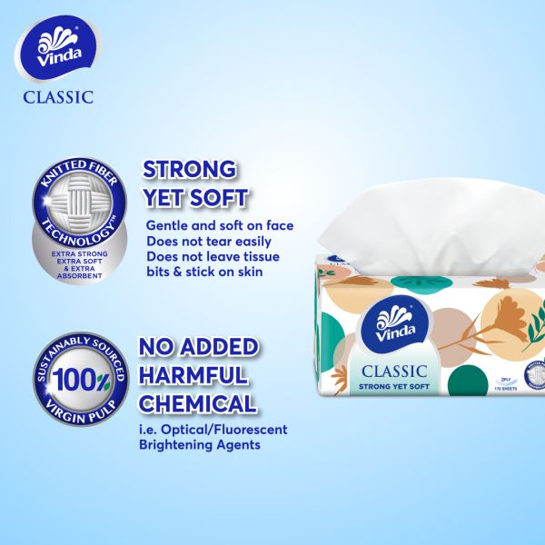 Vinda Classic Box Tissue 2ply 4x170s