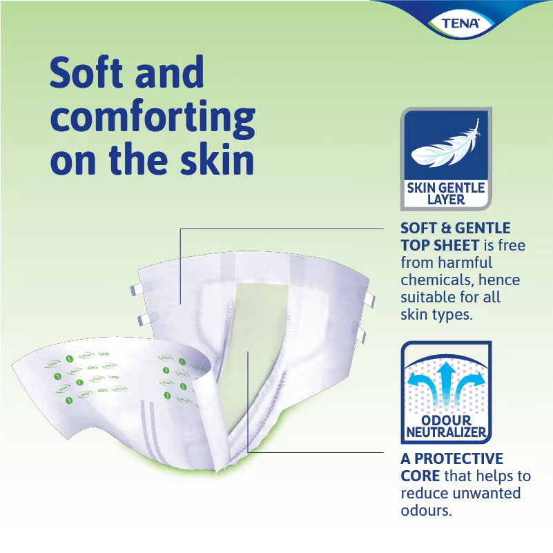Tena Value Adult Diaper (Tape) - Reliable Incontinence Protection for Everyday Comfort - M10/L8/XL8