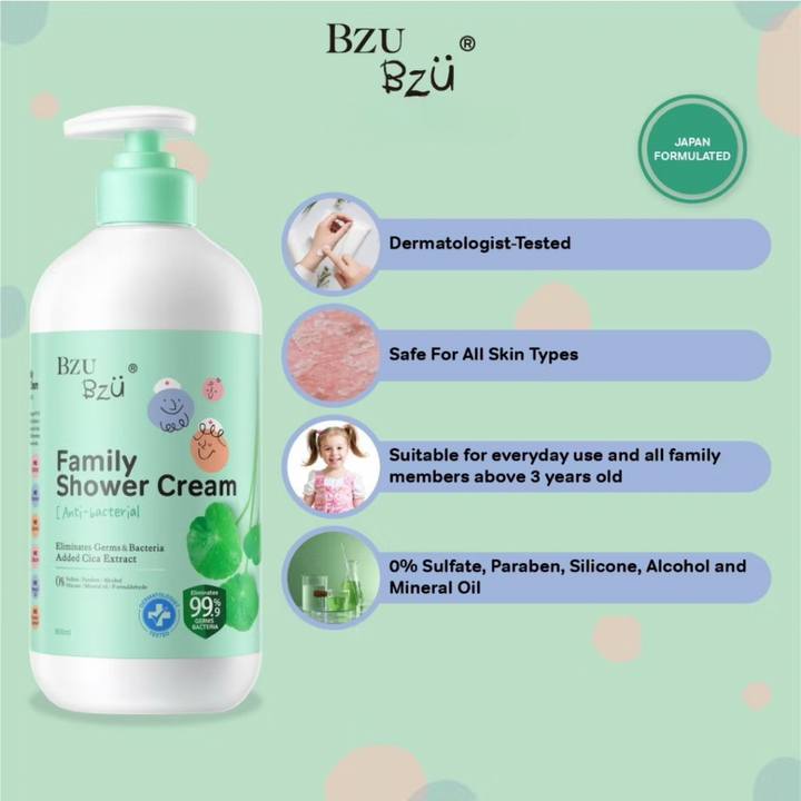 BzuBzu Family Shower Cream Antibacterial 800ML