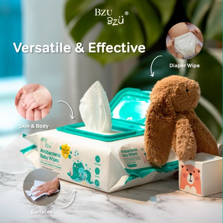 BzuBzu Antibacterial Baby Wipes 80 Wipes Value Pack