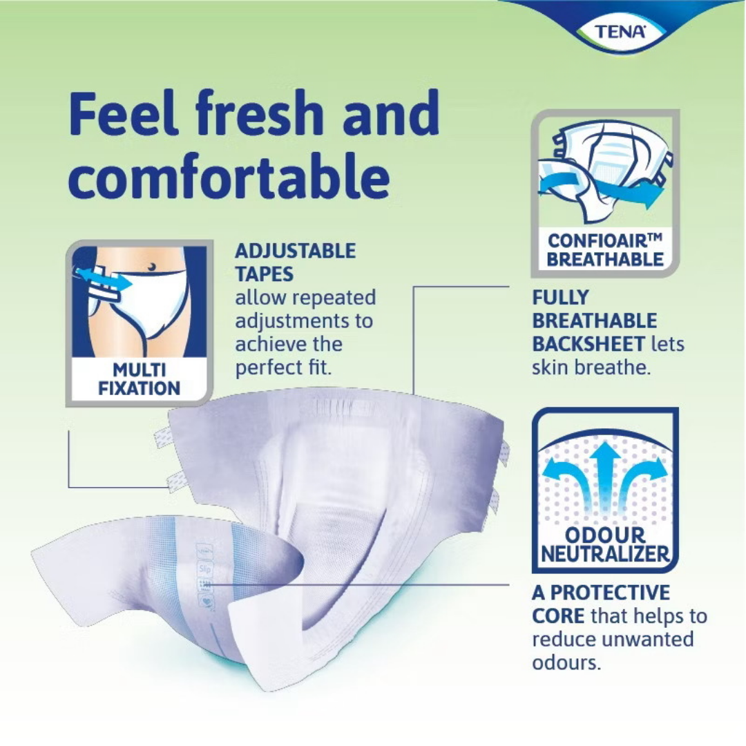 TENA Plus Absorbent Incontinence Adult Diapers for Adults – Reliable Overnight Protection - M12/L12