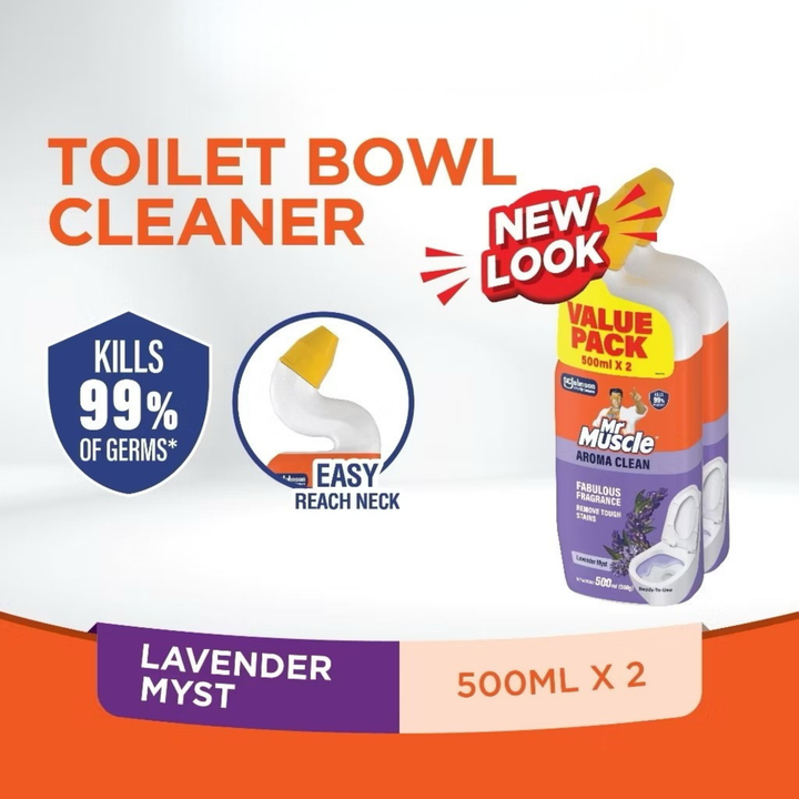 Mr Muscle Multipurpose Toilet & Bathroom Cleaner Lavender (Twin Pack) 500ml X 2