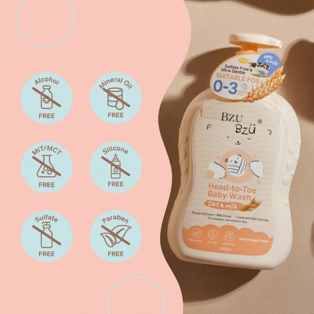 BzuBzu Baby Head-To-Toe Wash Oat+ Milk 600ML