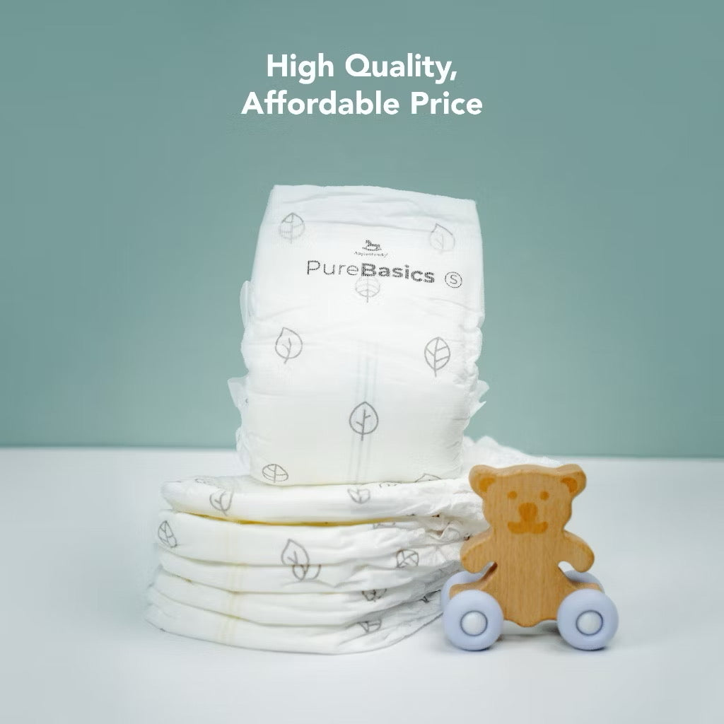 Applecrumby Purebasics Tape Diaper - Soft & Absorbent - S54+2/M46+2/L38+2/XL30+2