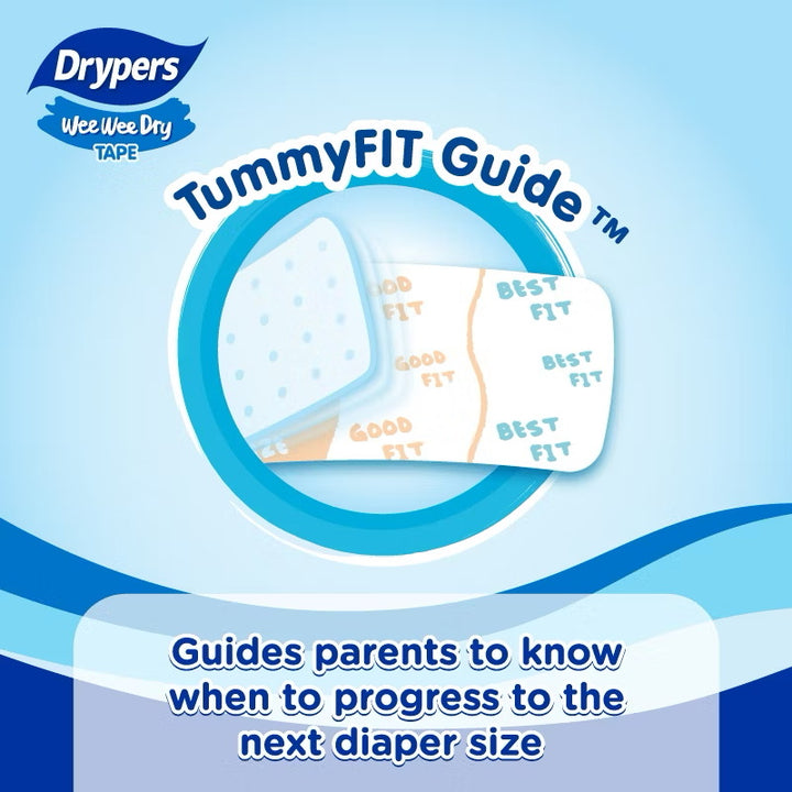 Drypers Wee Wee Dry Baby Diapers Mega Pack (Tape) SoftFit Comfort NB60/NB80/S80/M60/L58/XL50/XXL40