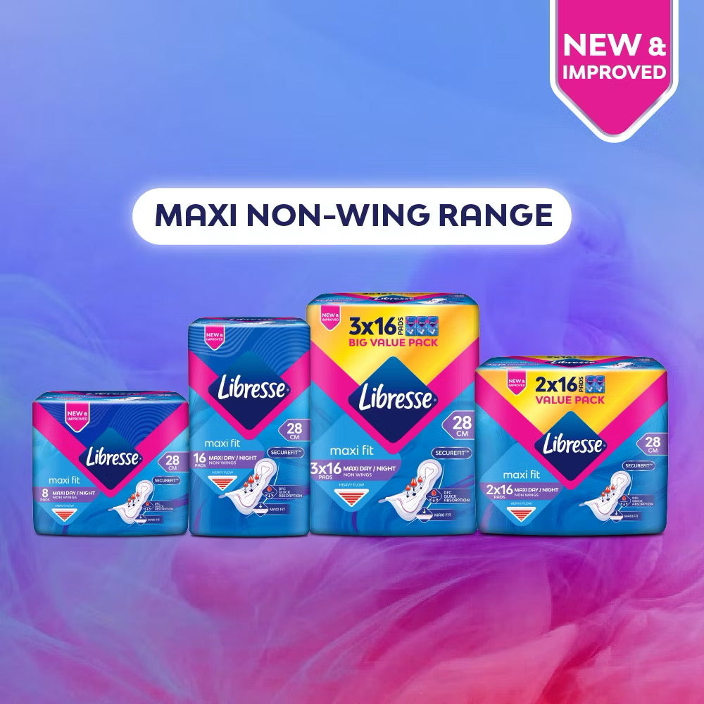 Libresse Feminine Pads Maxi Non Wing 28cm Big Value Pack 3x16s