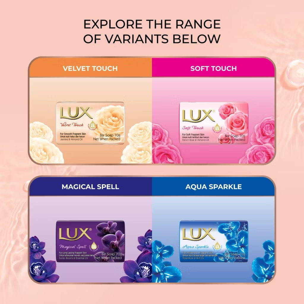 Lux Velvet Touch Bar Soap 4X70G