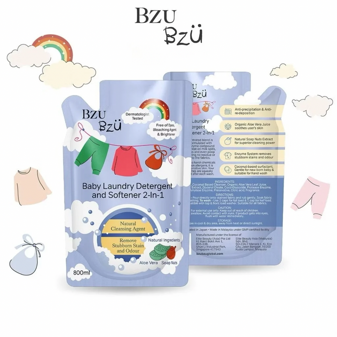 BzuBzu Baby Laundry Detergent Softener 2-In-1 800ML Refill
