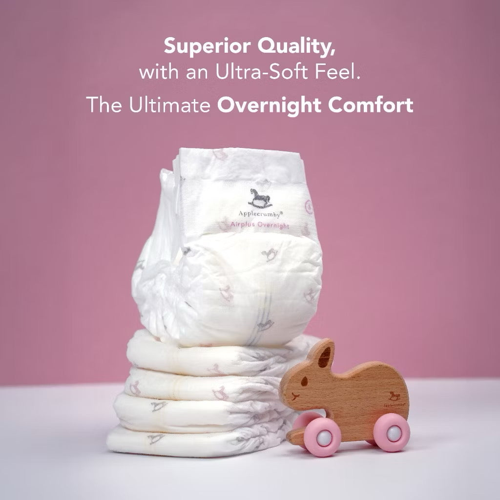 Applecrumby Airplus Overnight Tape Baby Diapers Breathable Ultra Absorbent NB20/S52+4/M48+4/L44+4/XL38+4
