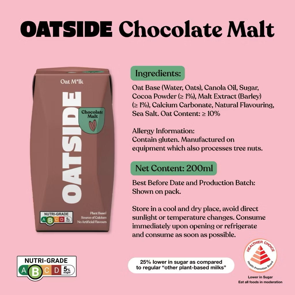 Oatside Chocolate Malt Oat Milk 200ML (Pack of 3)