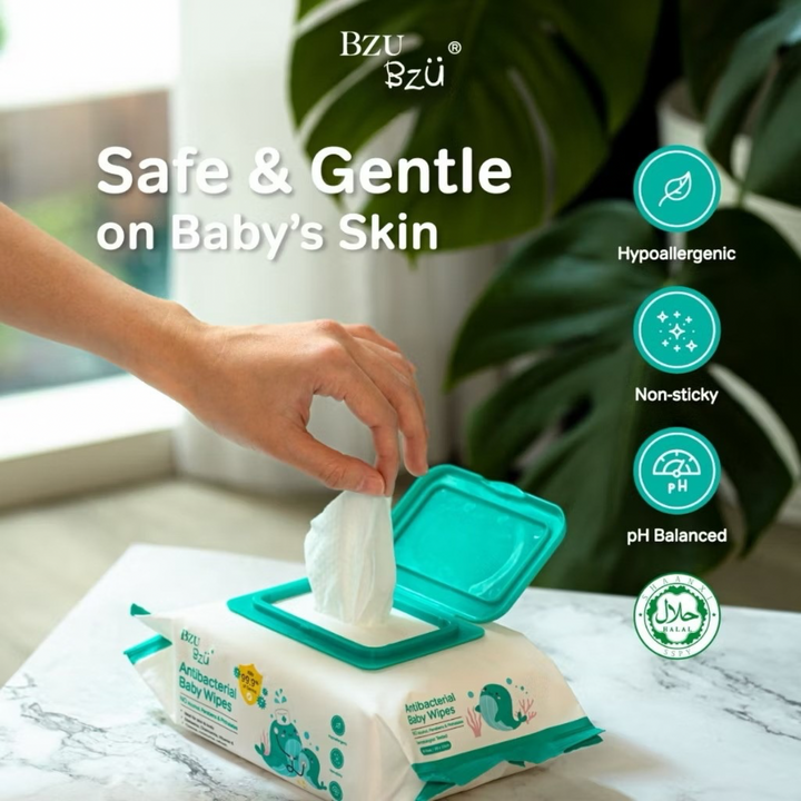 BzuBzu Antibacterial Baby Wipes 80 Wipes Value Pack