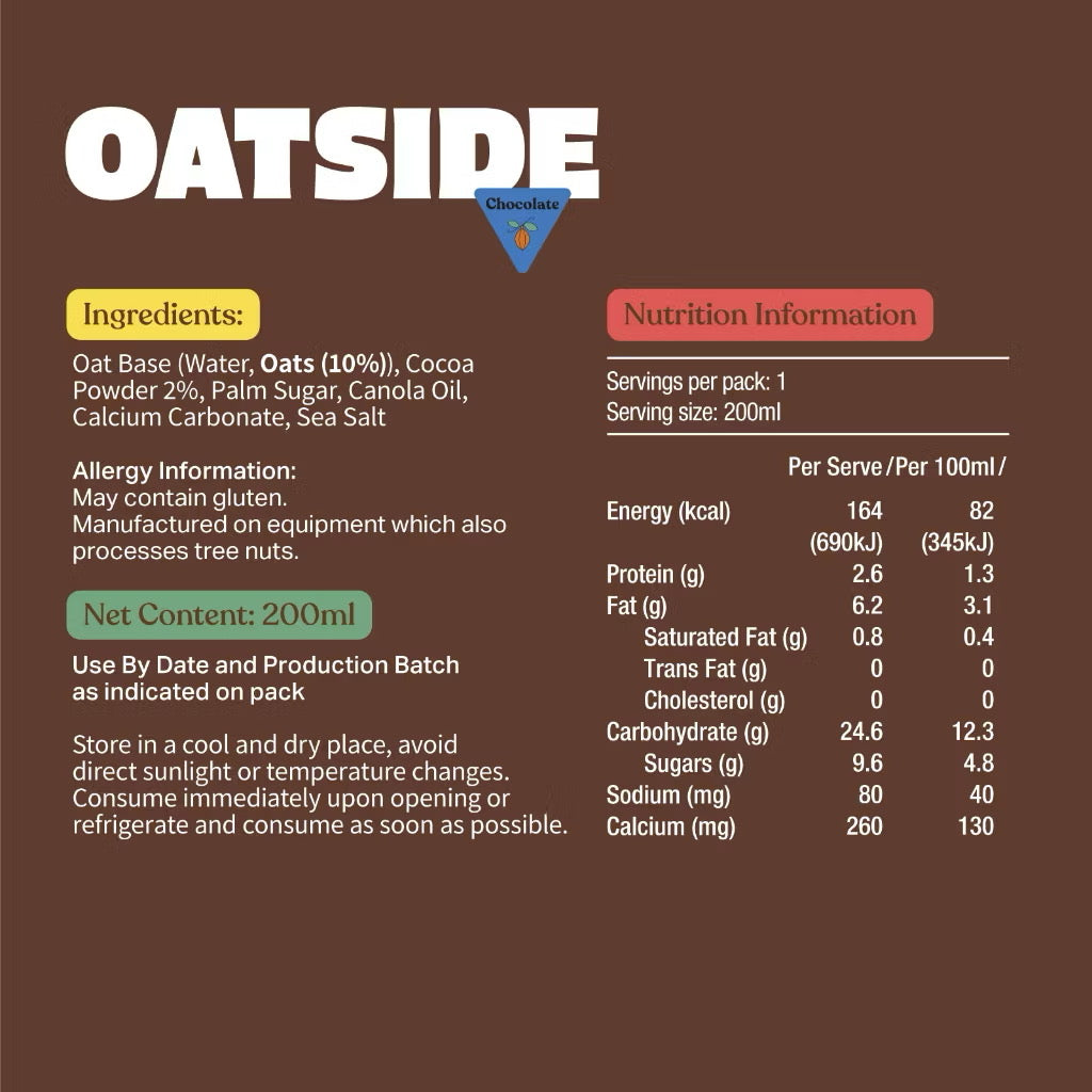 Oatside Chocolate Oat Milk 200ml (Pack of 3)
