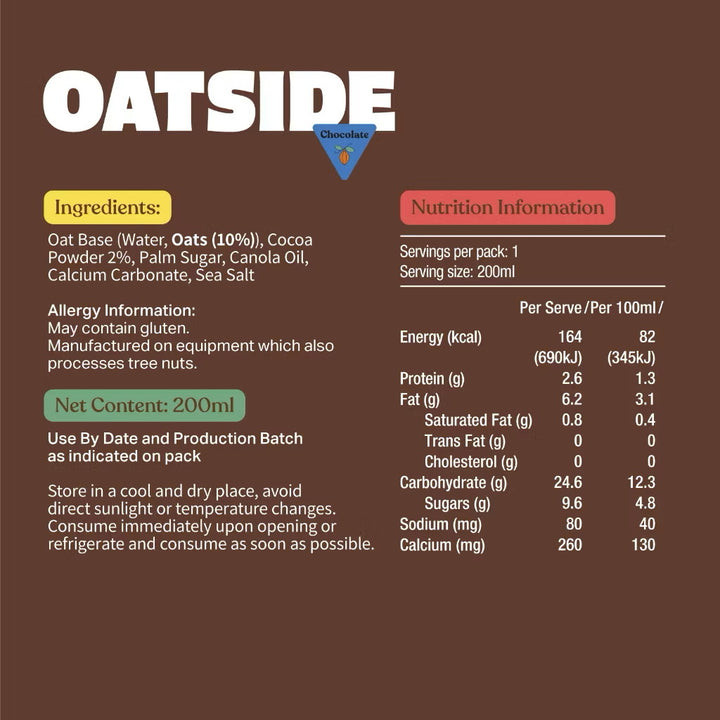 Oatside Chocolate Oat Milk 200ml (Pack of 3)