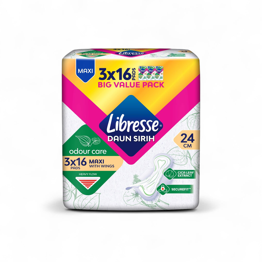 Libresse Daun Sirih Odour Care Maxi Wing 24cm (3X16) Big Value Pack