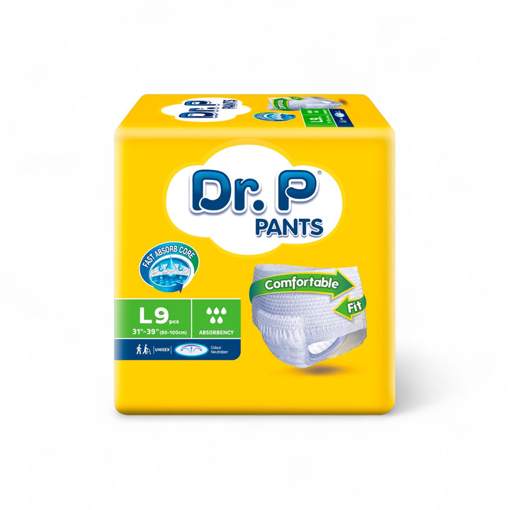 Dr.P by Tena Adult Diaper Pants for Incontinence M10/L9/XL8 (1 Pack) - Comfortable, Secure Fit