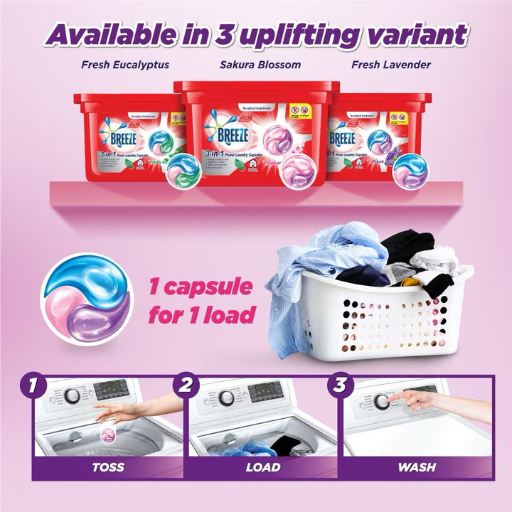 Breeze 3 In 1 Capsules 189g - Convenient Laundry Solution for Freshness