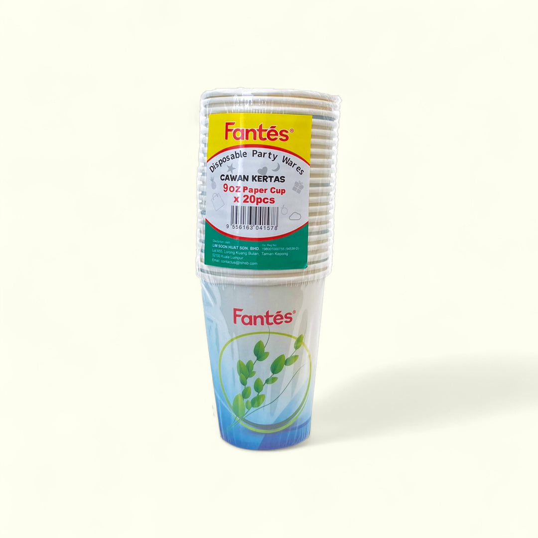 Fantes Disposable Paper Cup 9Oz X 20'S