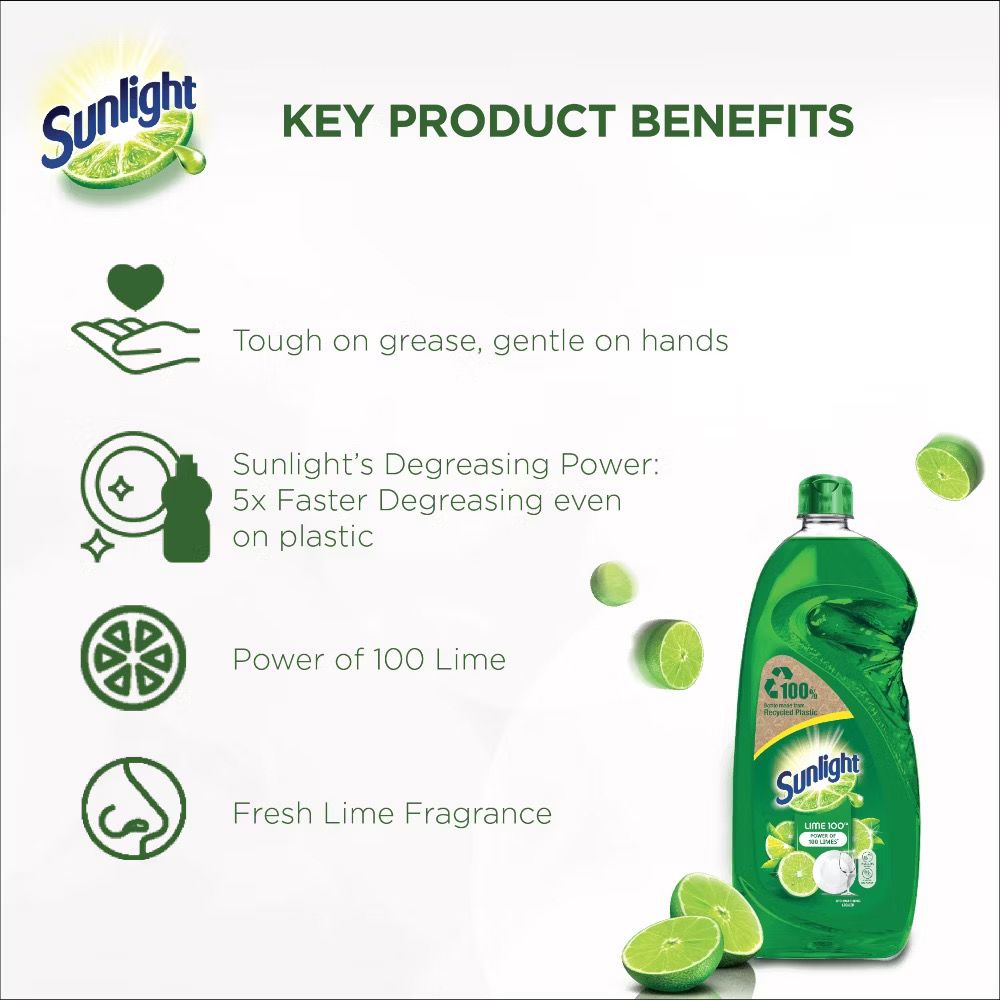 Sunlight Dishwash Liquid 800ML — Concentrated Dishwashing Liquid for Home Use