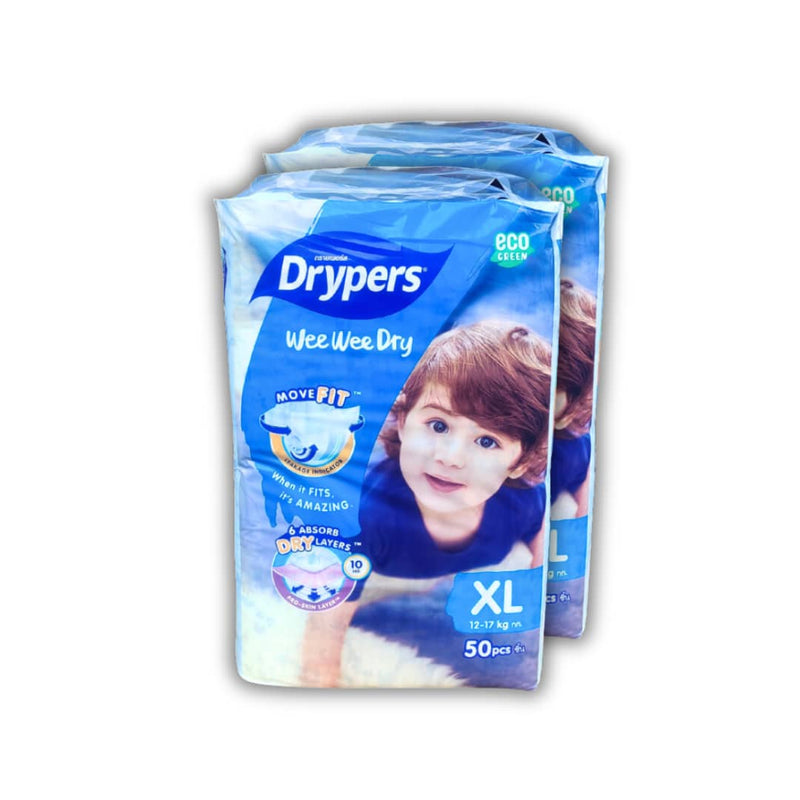 Drypers Wee Wee Dry Mega XL  2x50s Twin Pack Bundle [100 pieces]