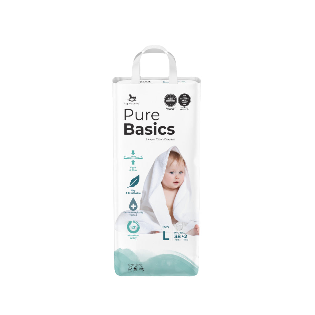 Applecrumby Purebasics Tape Diaper L38 + 2 - Baby & Kid