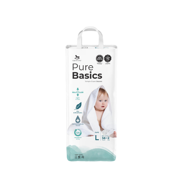 Applecrumby Purebasics Tape Diaper L38 + 2 - Baby & Kid