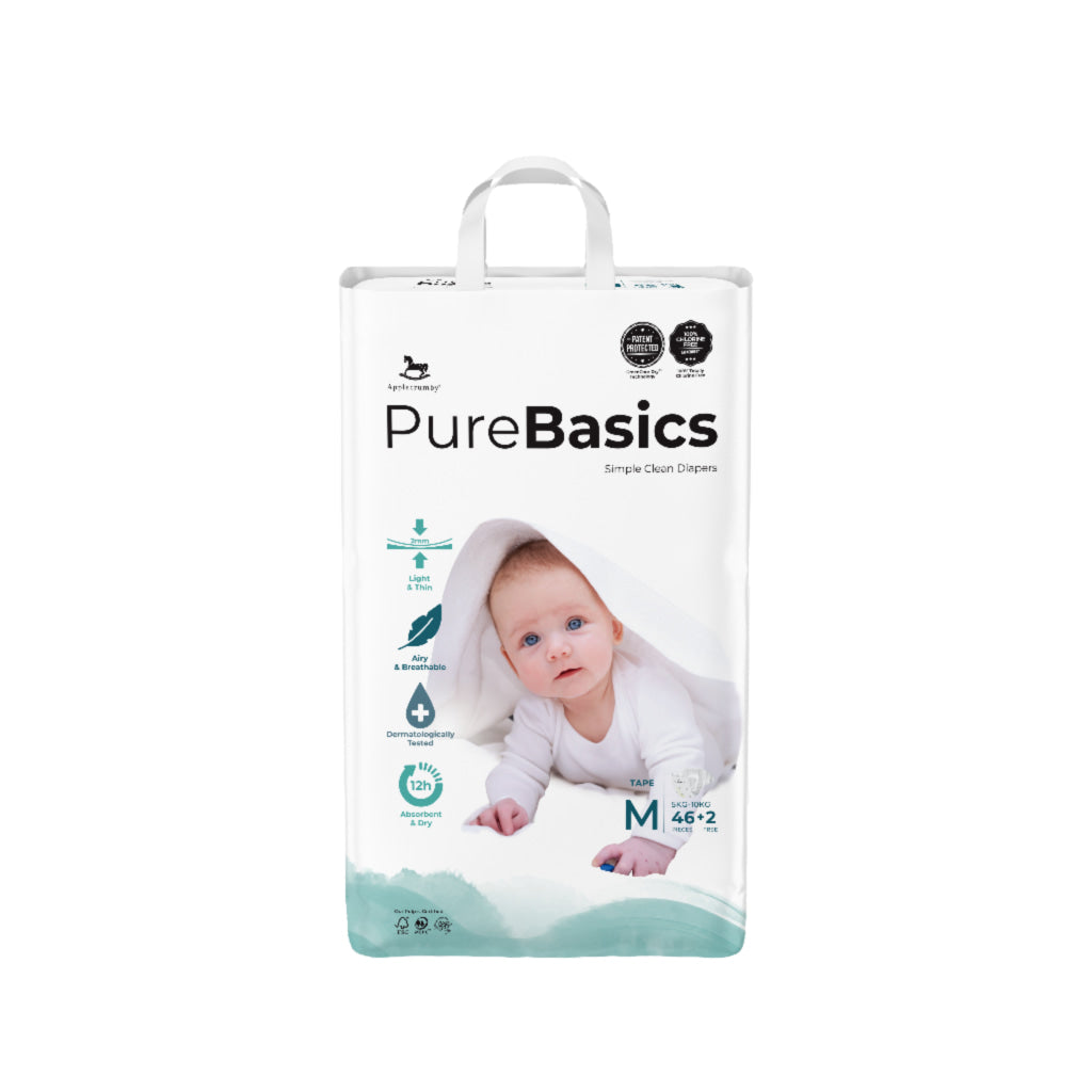 Applecrumby Purebasics Tape Diaper M46 + 2 - Baby & Kid