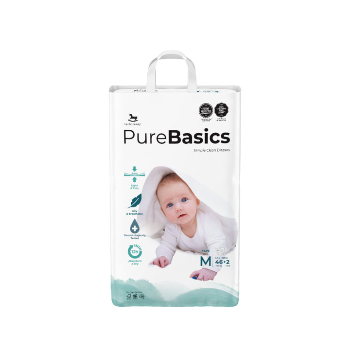 Applecrumby Purebasics Tape Diaper M46 + 2 - Baby & Kid