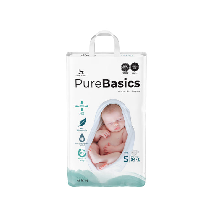 Applecrumby Purebasics Tape Diaper S54 + 2 - Baby & Kid