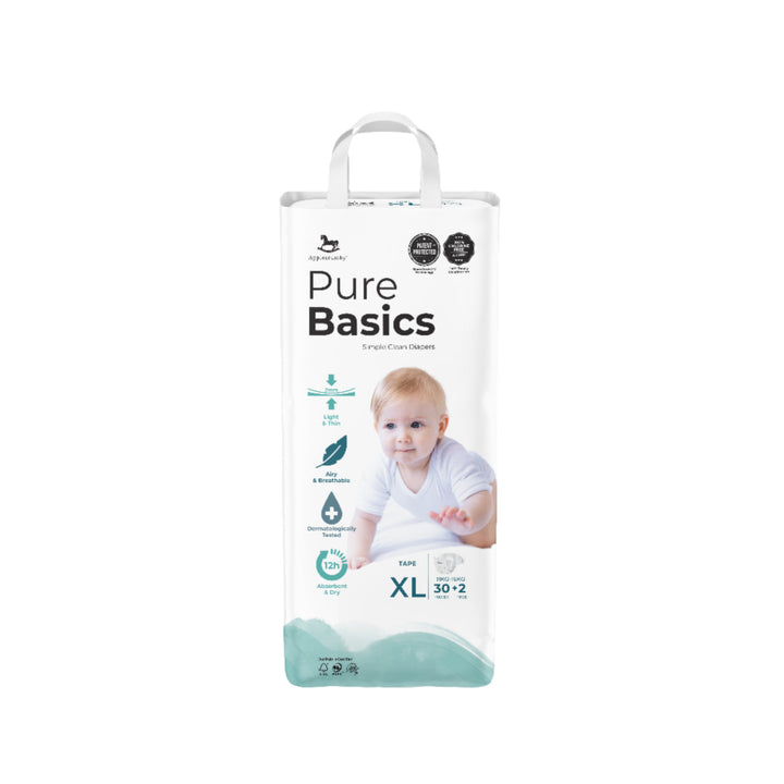 Applecrumby Purebasics Tape Diaper XL30 + 2 - Baby & Kid