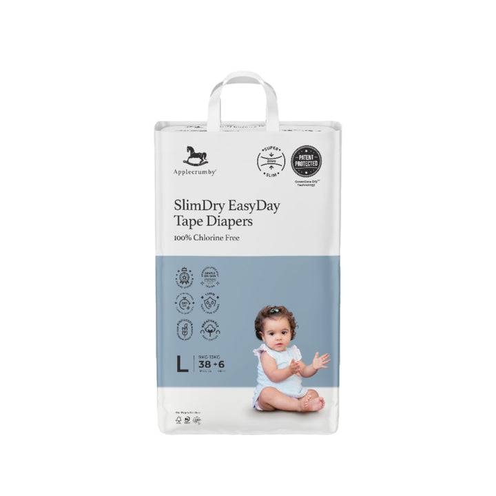 Applecrumby Slimdry Easyday Tape Diapers L38 + 6 Mega
