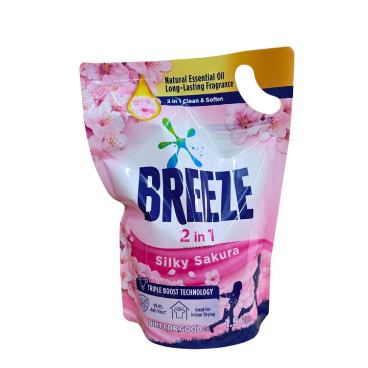 Breeze Liquid 2IN1 Silky Sakura Refill 1.5kg - Laundry