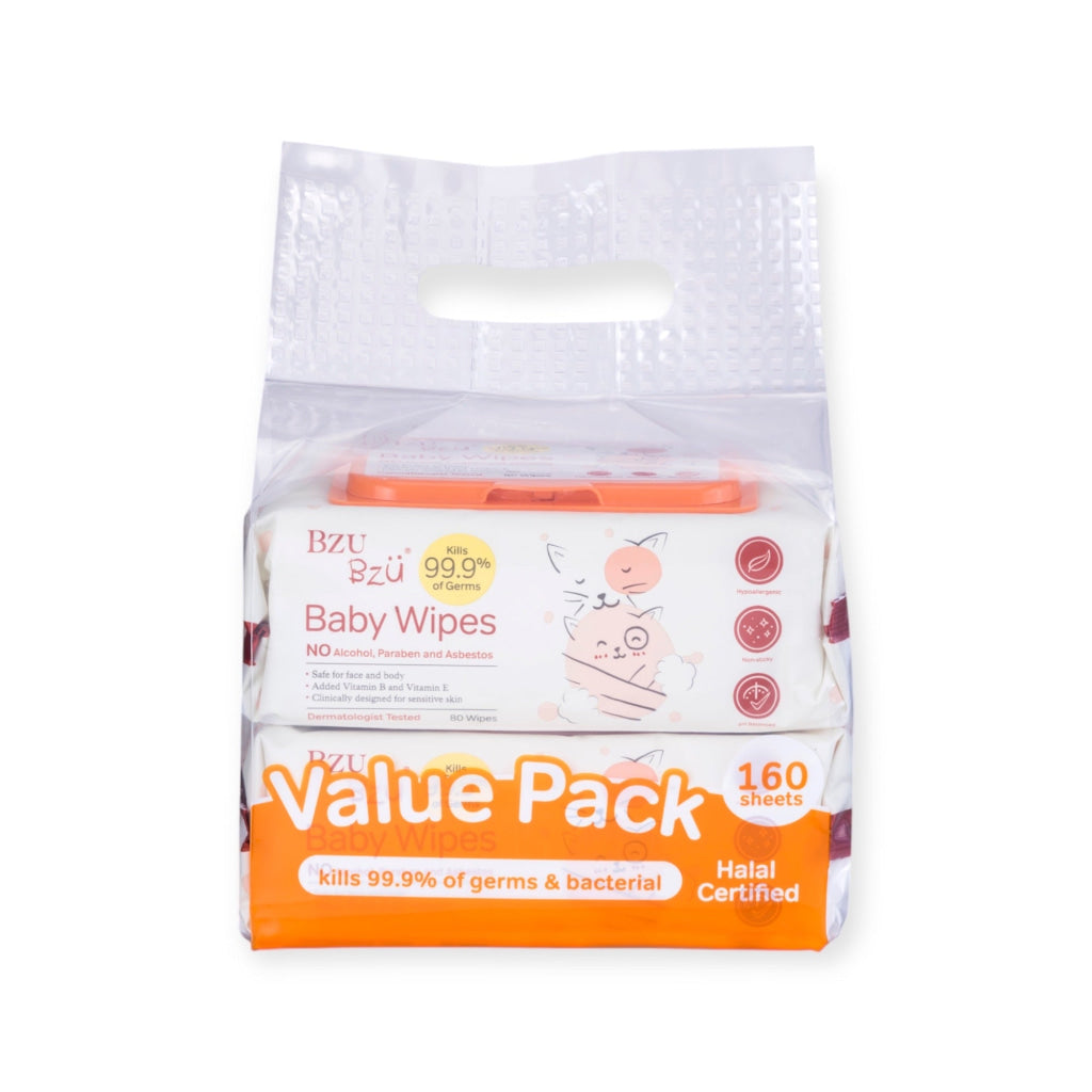 BzuBzu Antibacterial Baby Wipes 80 Wipes Value Pack - Baby