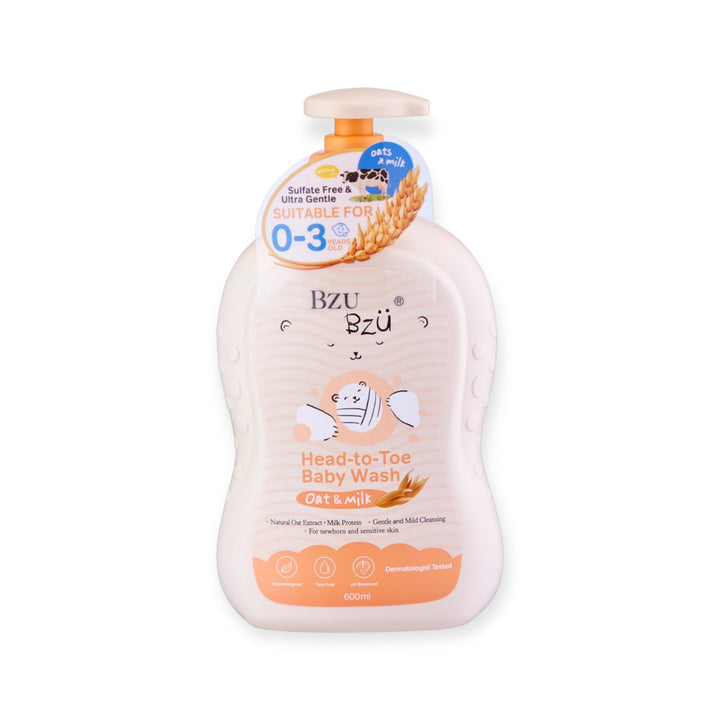 BzuBzu Baby Head-To-Toe Wash Oat + Milk 600ML - Baby & Kid