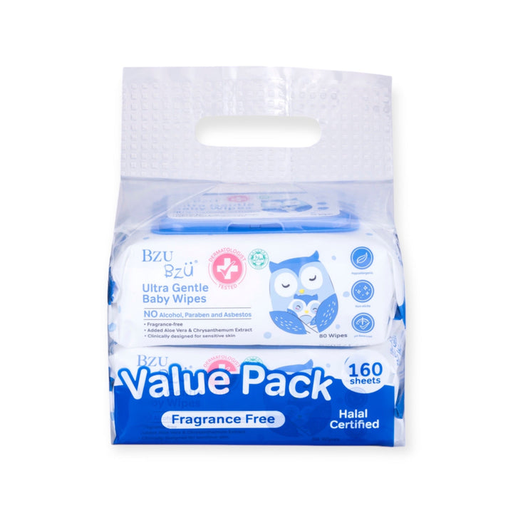 BzuBzu Ultra Gentle Baby Wipes 80 Wipes Value Pack - Baby &
