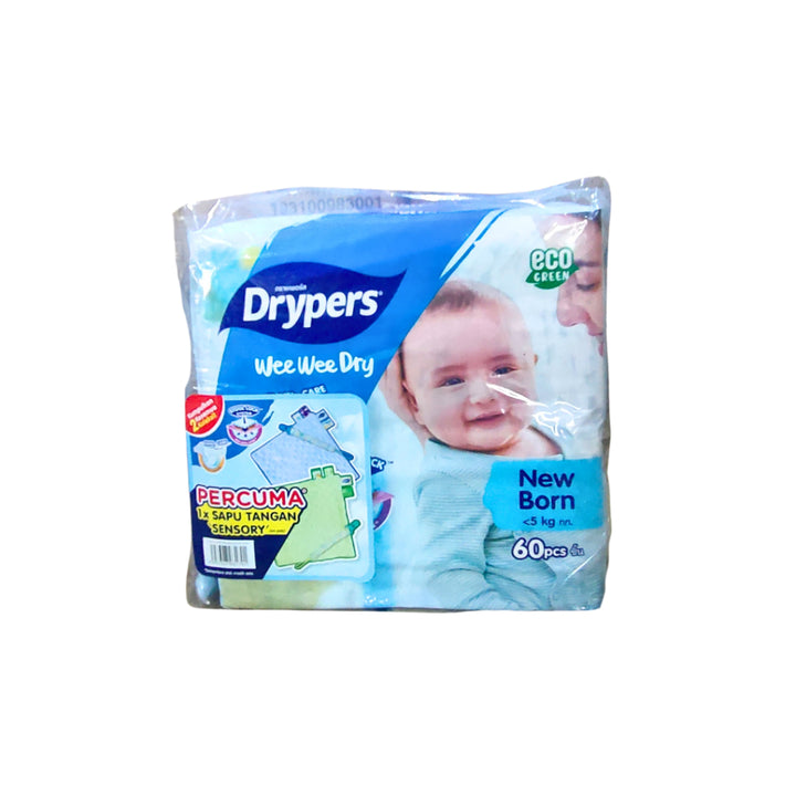 Drypers Wee Wee Dry Jumbo Newborn 2x 60s Twin Pack Bundle