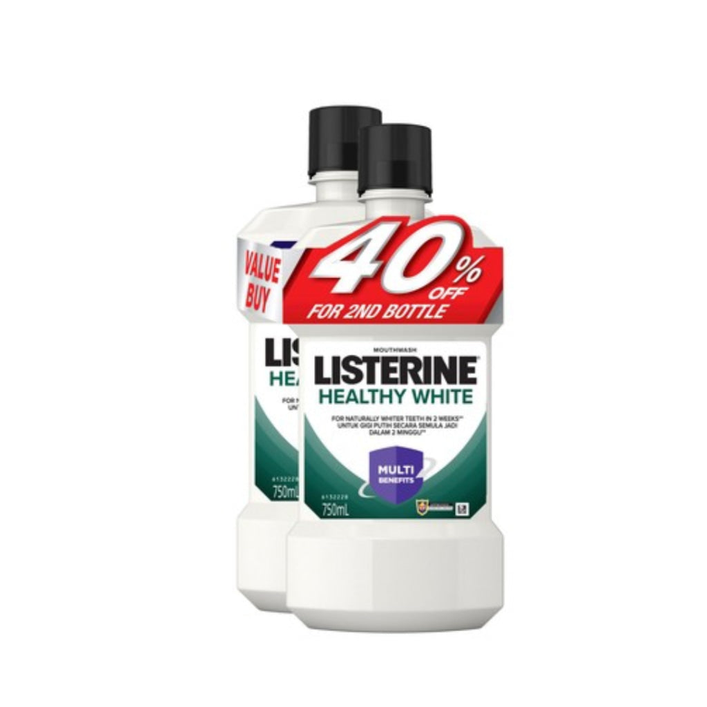 Listerine Healthy White 750ml Twin Pack - Oral Care