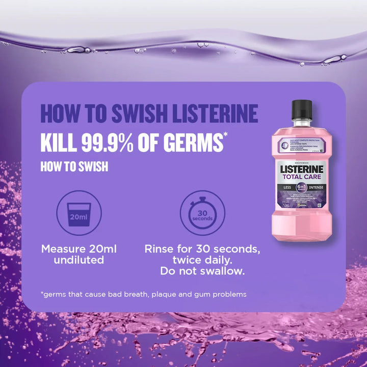 Listerine Mouth Wash Total Care Less Intense 250ml - Oral