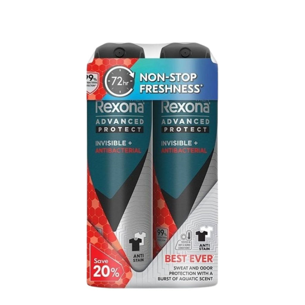 Rexona Deodorant Spray Men - Invisible + Antibac (Twin