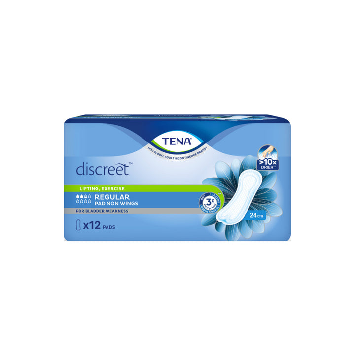Tena Discreet Incontinence Pads Regular Non Wing 24cm 12s
