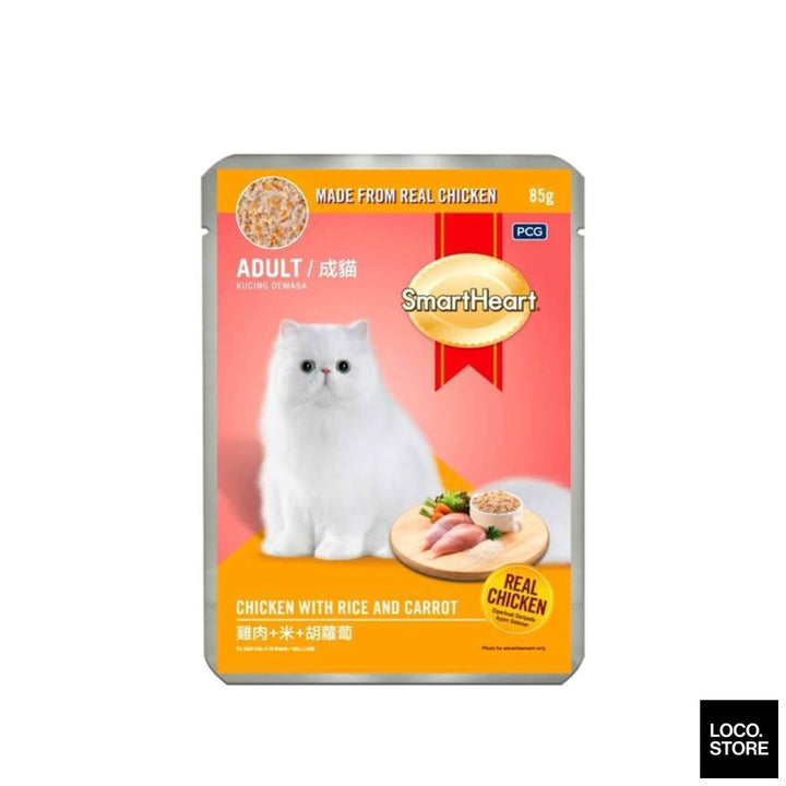 Smart Heart Cat Food Pouch Chicken With Rice And Carrot 85g 