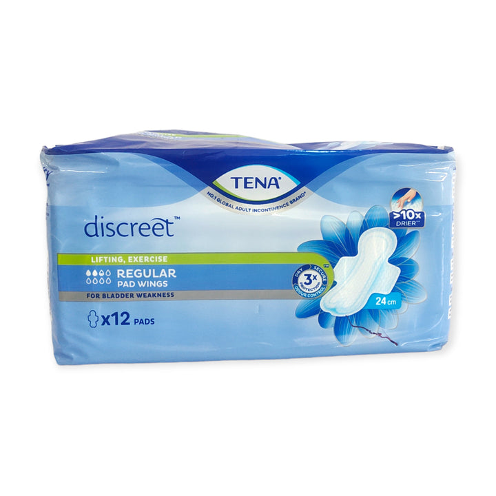 Tena Discreet Incontinence Pads Regular Wing 24cm 12s -